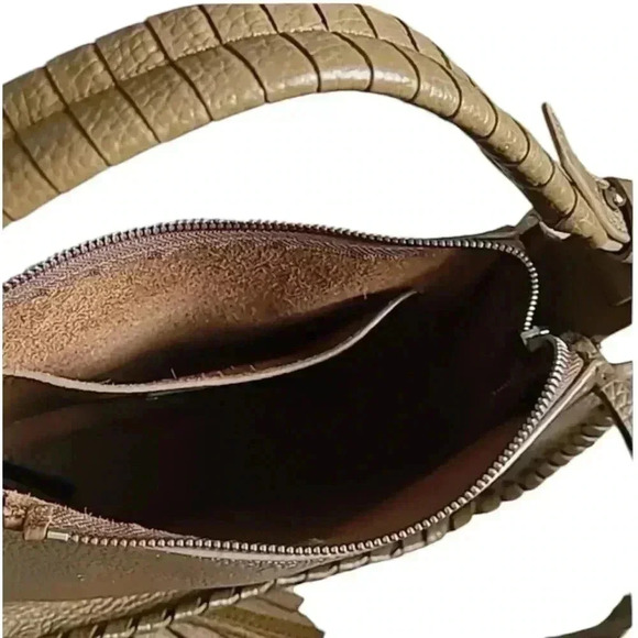 All Saints Light Brown Mori Lea Pebbled Cow Leather Crossbody Tassel Bag - Picture 3 of 10